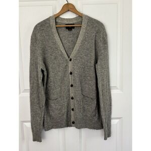 Black Brown 1826 Gray Lambswool Blend Cardigan Sweater L Quiet Luxury 0580